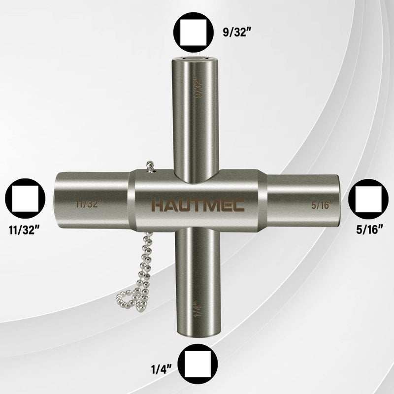 HAUTMEC 4 Way Sillcock Water Key Set - 2 Pack, 1/4", 9/32", 5/16", 11/32" Multi-Function Spigot Key - Image 2